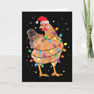 Carte Lumières de Noël Poulet Père Noël Fun Xmas Tree Ch