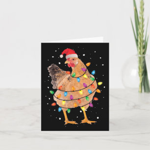 Carte Lumières de Noël Poulet Père Noël Funny Xmas Tree