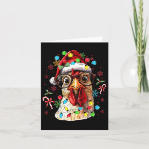 Carte Lumières de Noël Poulet Père Noël Funny Xmas Tree