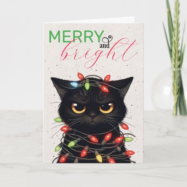 Carte Lumières de Noël pour Kitty (Devant)