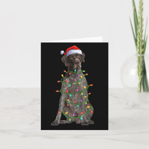 Carte Lumières de Noël Santa Chien Pointer Allemand à Po