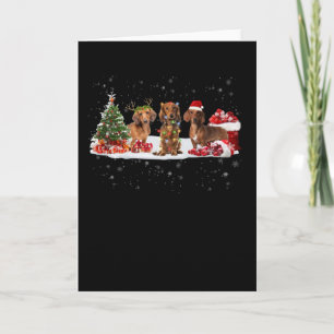 Carte lumières de Noël teckel cadeau pour elle