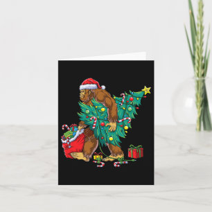 Carte Lumières de sapin de Noël Bigfoot Xmas Garçons Hom
