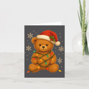 Carte Lumières de sapin de Noël en ours en peluche Chape
