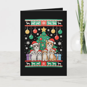 Carte Lumières de sapin de Noël moche de chat Fêtes de N
