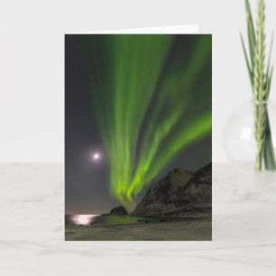 Carte Lumières du Nord Plage de Haukland Île Norvège