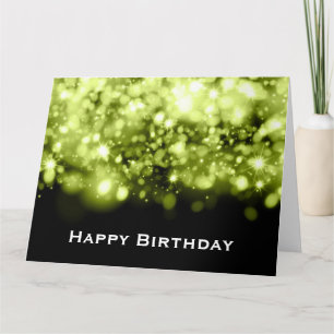 Carte Lumières scintillantes vert citron pour anniversai
