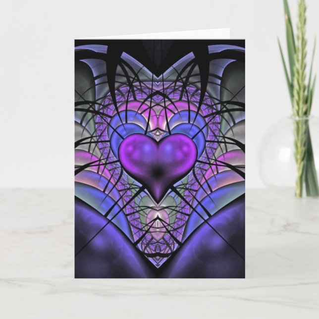 Carte Luminescent Heart Fractal Greetings Cards (Devant)
