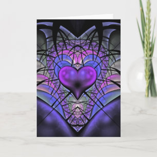 Carte Luminescent Heart Fractal Greetings Cards