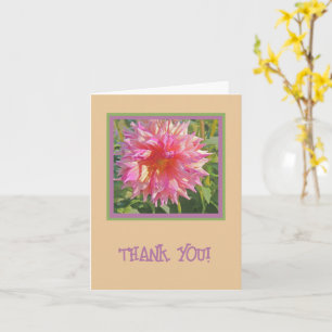 CARTE LUMINEUX ROSE DAHLIA /MERCI