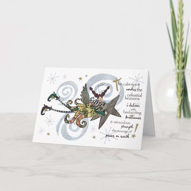 Carte lunatique d'ange de Noël (Devant)