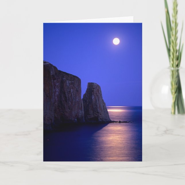 Carte Lune au crépuscule | Rocher Percé Côte Gaspésienne (Devant)