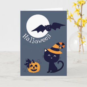 Carte Lune Avec Citrouille De Chat Et Chat Portant Un Ca