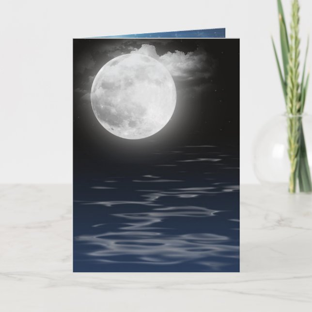 Carte Lune avec réflexion sur l'eau (Devant)