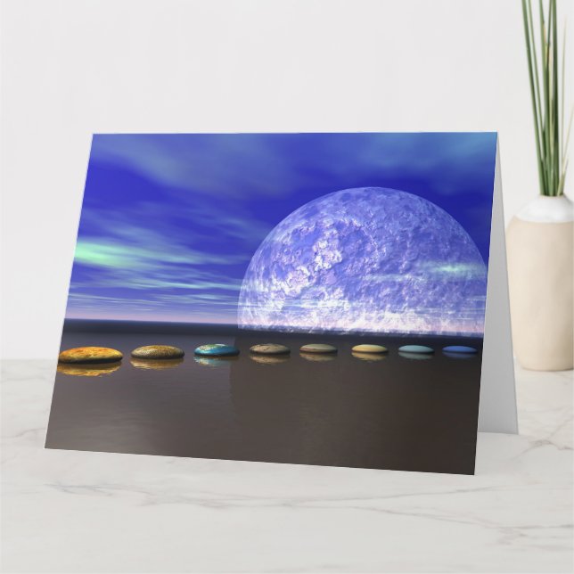 Carte lune blanche et en pierre et étapes (Devant)