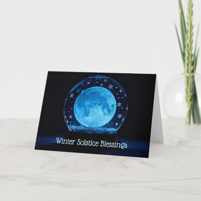 Carte Lune dans un globe de neige cristalline, solstice  (Devant)