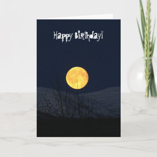 Carte Lune de montagne ; Joyeux anniversaire (Devant)