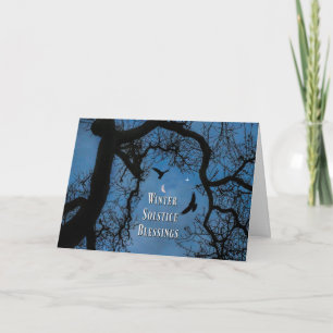 Carte Lune et chêne de Raven de bénédictions de solstice
