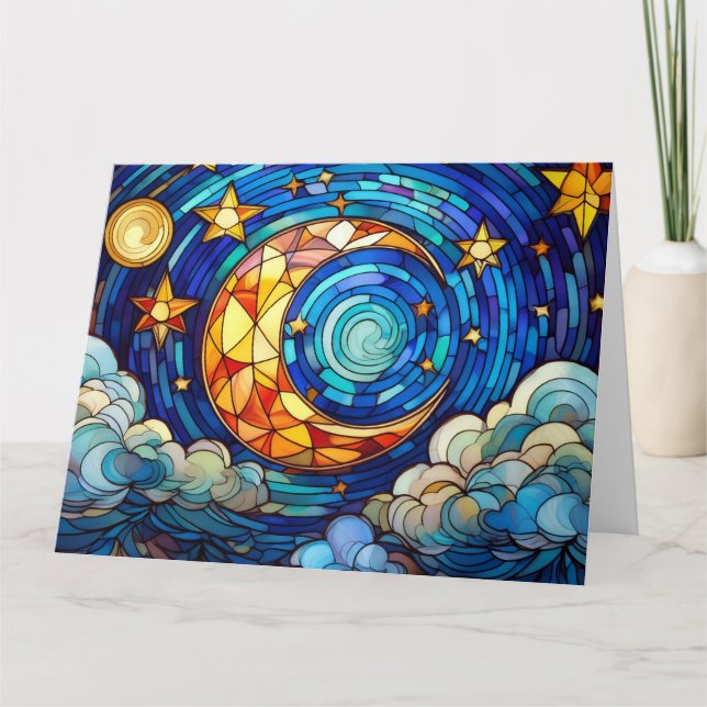 Carte Lune et étoiles en verre (Devant)