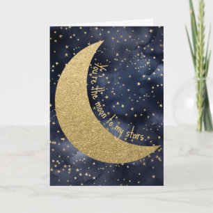 Carte Lune et étoiles Romantique Saint Valentin