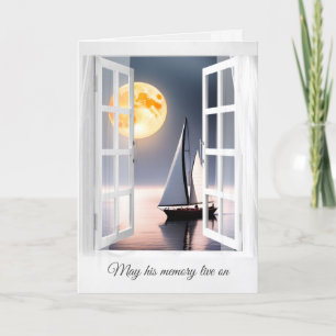 Carte Lune et voilier dans la fenêtre Sympathie