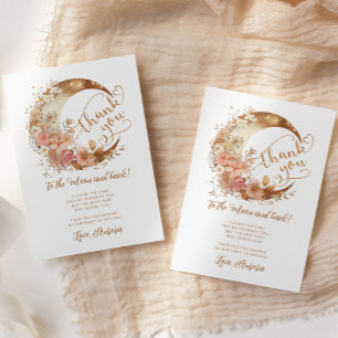 Carte Lune fleurie d'or merci à l'anniversaire de lune