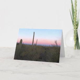Carte Lune rose sur Saguaro au lever du soleil