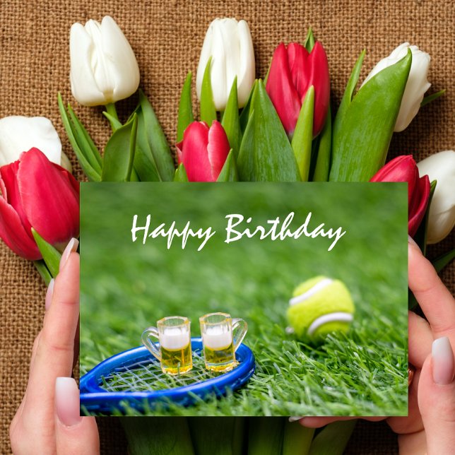 Carte Lunettes de bière avec balle de tennis anniversair (Créateur téléchargé)