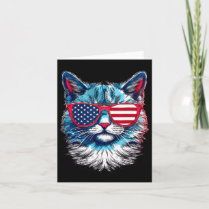 Carte Lunettes de chat Drapeau Usa 4 Juillet Fête Nation