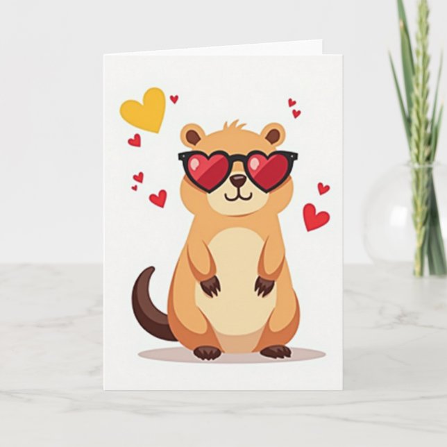 Carte Lunettes de cœur d'amour mignonnes (Devant)