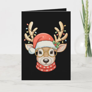 Carte Lunettes de lumières de Noël de renne Casquette de