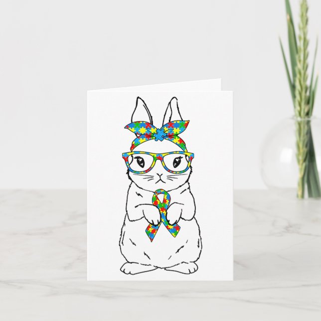 Carte Lunettes de sensibilisation à l'autisme de lapin m (Devant)