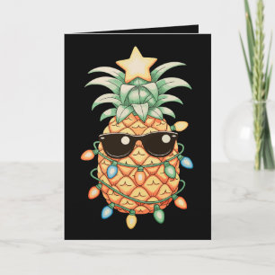 Carte Lunettes de soleil Ananas Lumières de Noël Xmas Fê