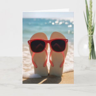Carte Lunettes de soleil d'anniversaire sur des tongs da