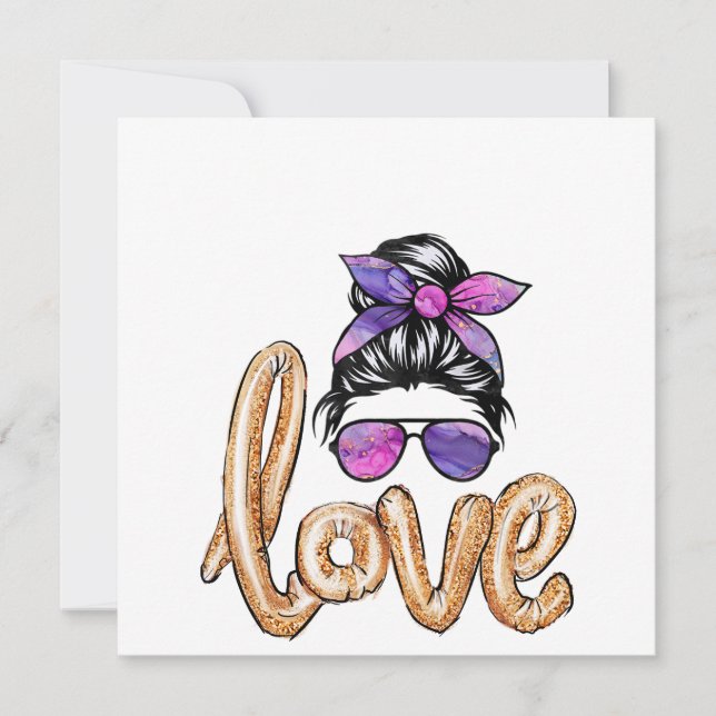 Carte Lunettes de soleil fille rose Saint Valentin Amour (Devant)