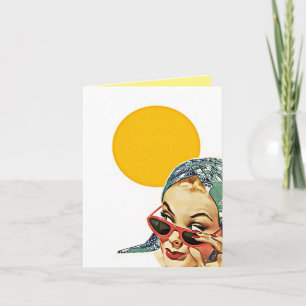 Carte Lunettes de soleil rouges vintages Bonjour Sunshin