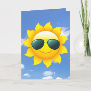Carte lunettes de soleil sur le soleil jaune vous pensan
