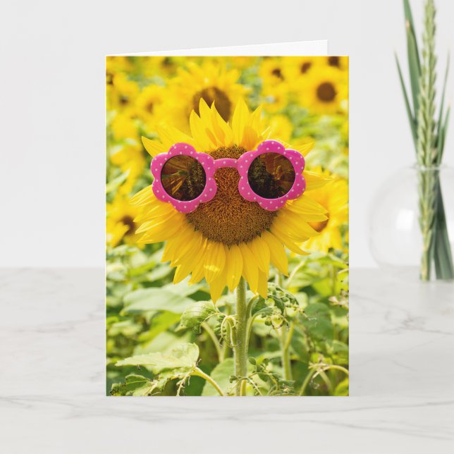 Carte Lunettes de soleil sur tournesol (Devant)