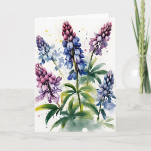 Carte Lupin - Fleurs aquarelle
