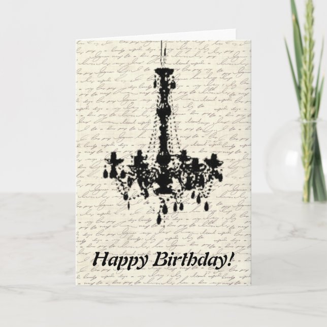 Carte Lustre sur arrière - plan manuscrit Anniversaire (Devant)