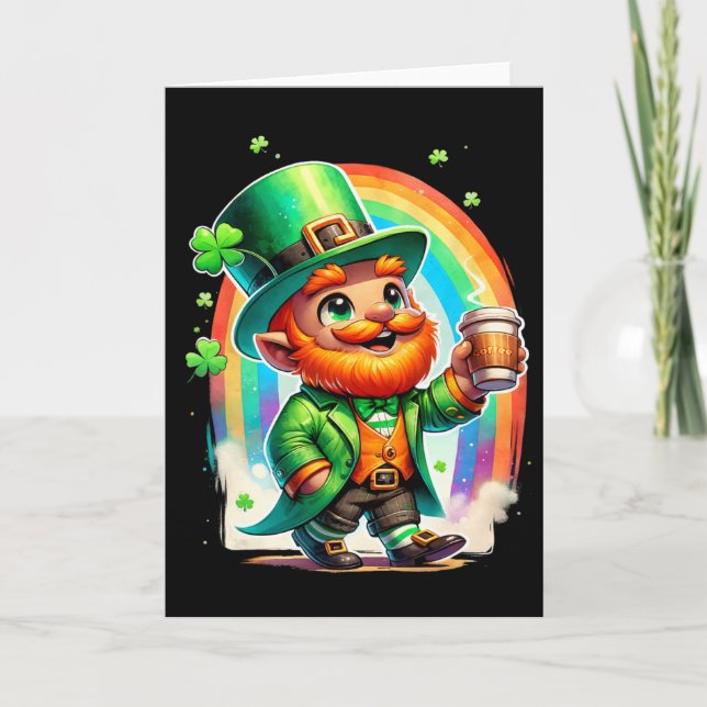 Carte Lutin buvant du café Jour de la Saint-Patrick irla (Devant)