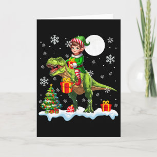 Carte Lutin chevauchant le sapin de Noël T-rex Lumières 