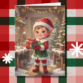 Carte Lutin dans l'atelier du Père Noël | Noël personnal
