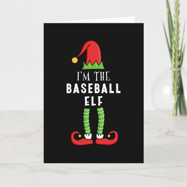 Carte Lutin de baseball Noël Famille Cadeau apparenté (Devant)