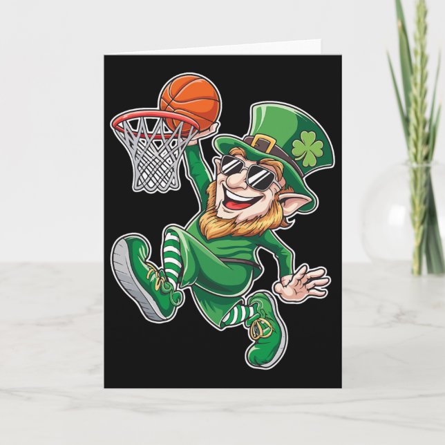 Carte Lutin de basket-ball Saint-Patrick drôle de jeu (Devant)