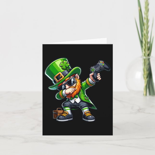 Carte Lutin de joueur faisant la danse Dab St Pattys St  (Devant)