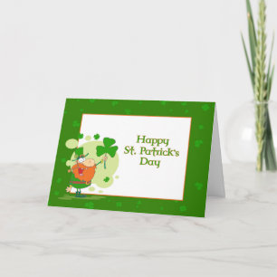 Carte Lutin de la Saint-Patrick avec trèfle