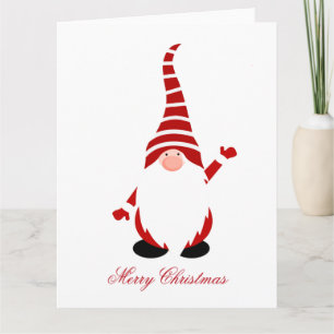 Carte lutin de Noël gnome nain père Noël classique de va
