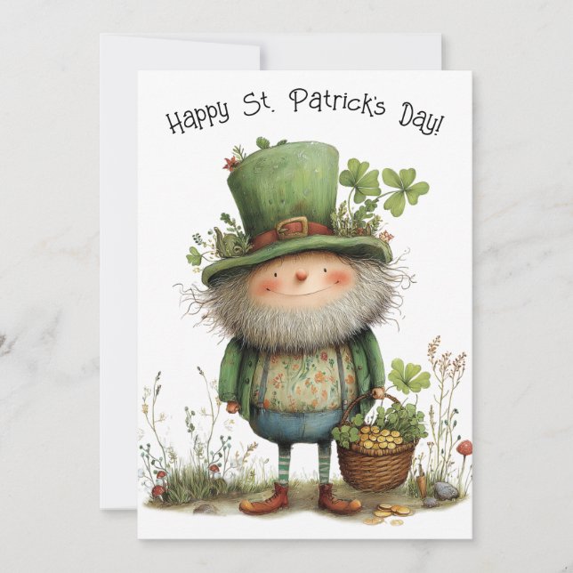 Carte Lutin fantaisiste Joyeux St Patrick's Day (Devant)