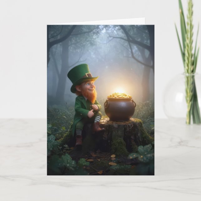 Carte Lutin Irlandais avec un Pot d'Or (Devant)